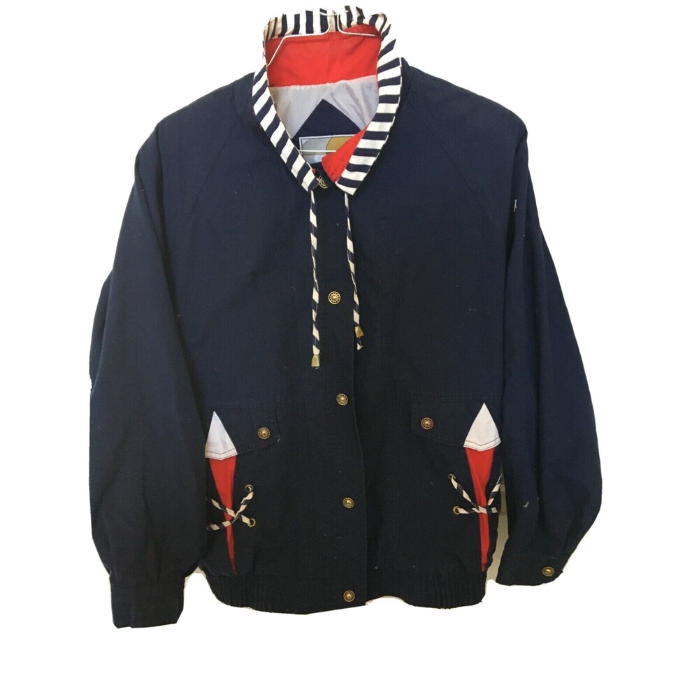 Currentseen Windbreaker Red White Blue Women's Small Free Shipping EUC